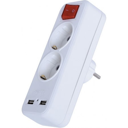 Far 2+2 USB'Li Anahtarlı Fiş Priz 19220008